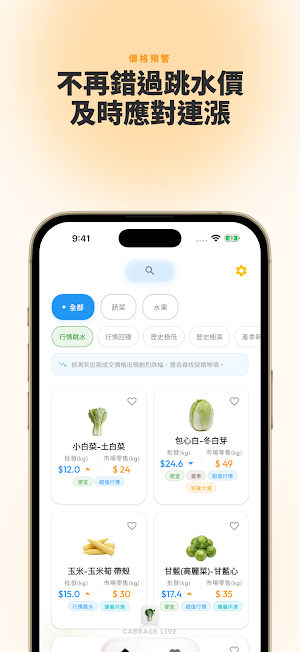 白菜即時 - 台灣菜價查詢與 AI 行情分析 Screenshot 1