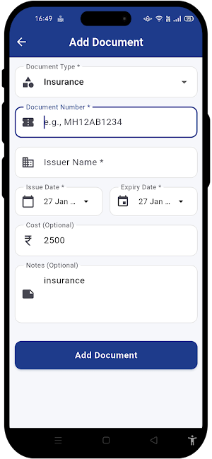 R Veriety App : Vehicle Report Screenshot 3