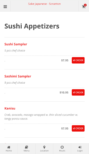 Sake Japanese Scranton Order Screenshot 1