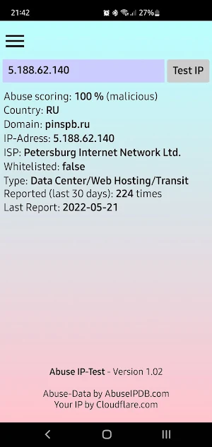 Abuse IP-Test Screenshot 1