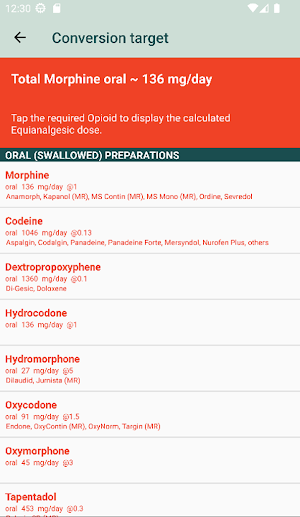 Opioid Calculator Screenshot 2