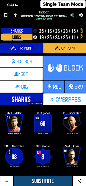 BT Volleyball Stats Screenshot 1