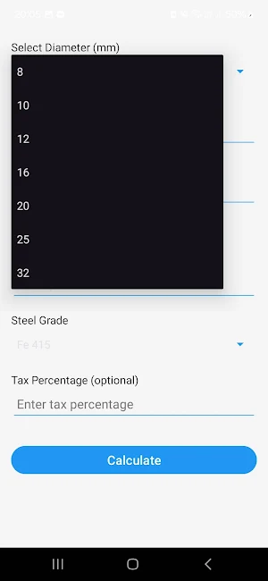 TMT Steel Rebar Calculator Screenshot 2