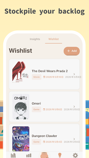 inpot - Game, Movie, Book Log Screenshot 2