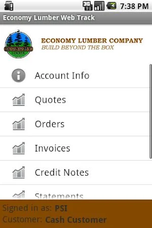 Economy Lumber Web Track Screenshot 1