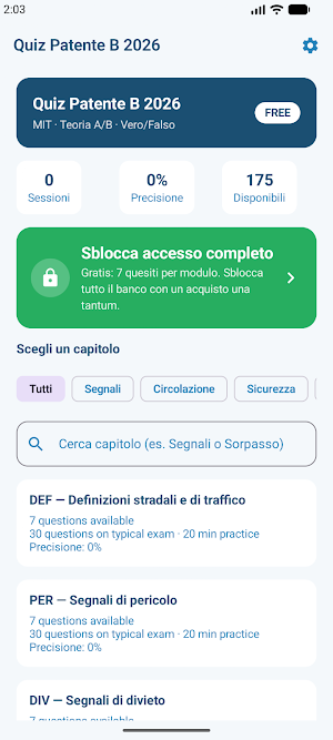 Quiz Patente B 2026 Screenshot 0