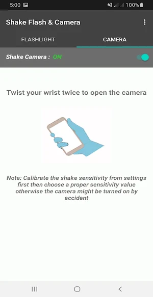 Shake Flashlight & Camera Screenshot 1