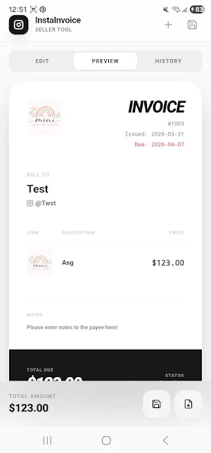 InstaInvoice Screenshot 1