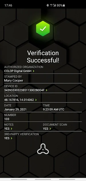 COLOP Verification App Screenshot 1