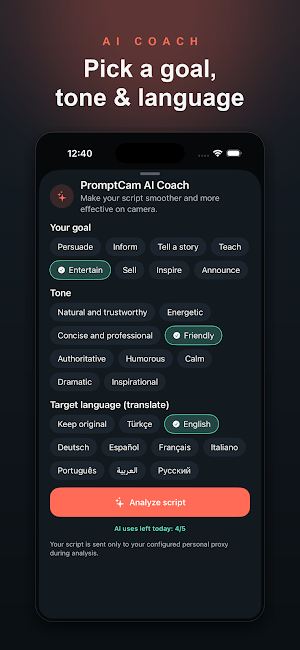 PromptCam Teleprompter Screenshot 2