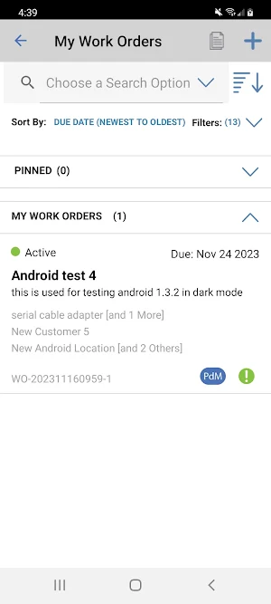 FTMaintenance Select WorkOrder Screenshot 2