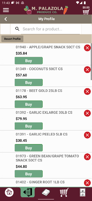 M Palazola Mobile Ordering Screenshot 1
