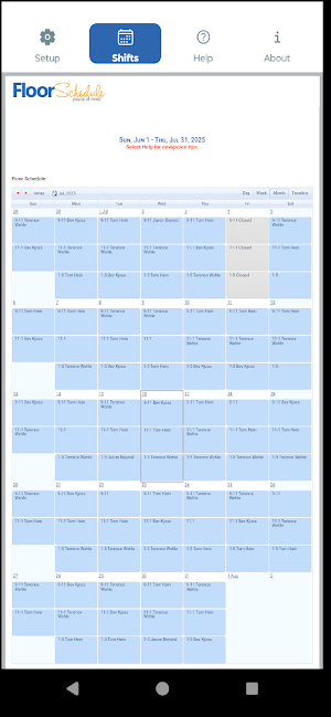 Floor Schedule Screenshot 1