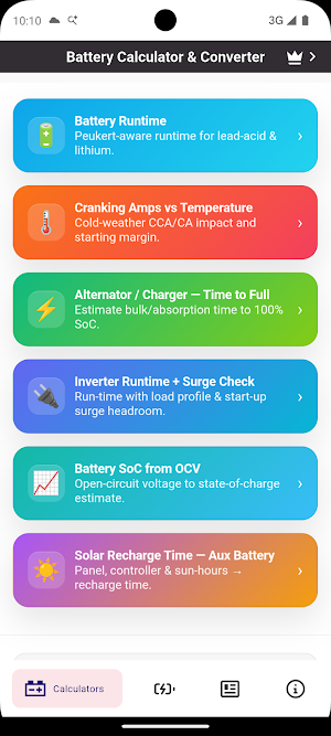 Battery Calculator & Converter Screenshot 0