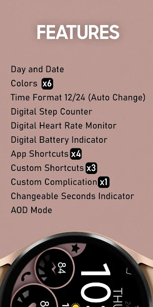 Digital Rose Gold 2 Watch Face Screenshot 1