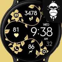 Digital Gold Flower Watch Face