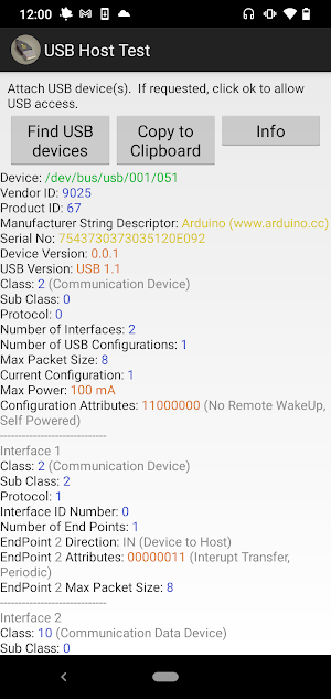 USB Host Test Screenshot 3