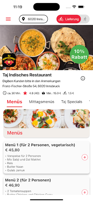 Taj Indisches Restaurant Screenshot 0