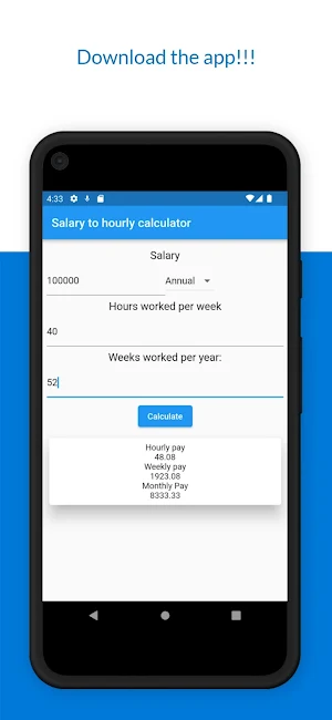 Salary to hourly calculator Screenshot 2