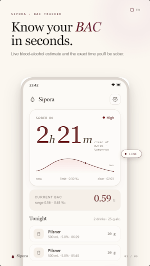 Sipora – Alcohol & BAC Tracker Screenshot 0