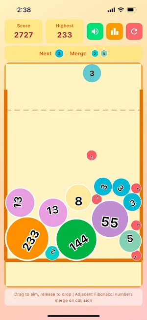 Fibonacci Ball Puzzle Game Screenshot 0