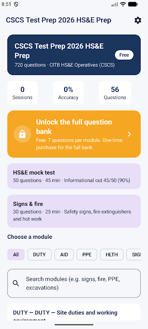 CSCS Test Prep 2026 HS&E Prep Screenshot 0