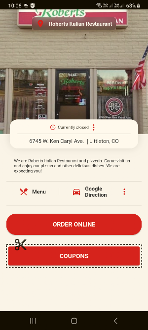 Roberts Italian Restaurant Screenshot 1
