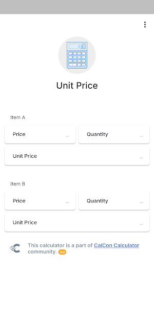 Unit Price Calculator Screenshot 0