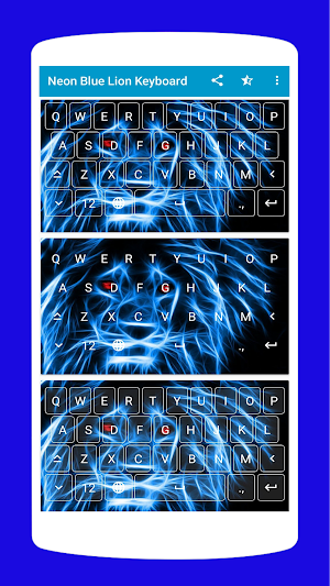 Neon Blue Lion Keyboard Theme Screenshot 3