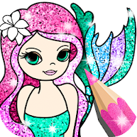 Mermaid Coloring Page Glitter