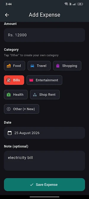 Quick Expense Notes- Daily Use Screenshot 2