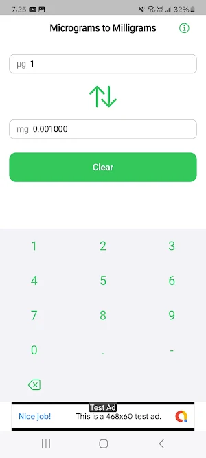 Micrograms to Milligrams Screenshot 1