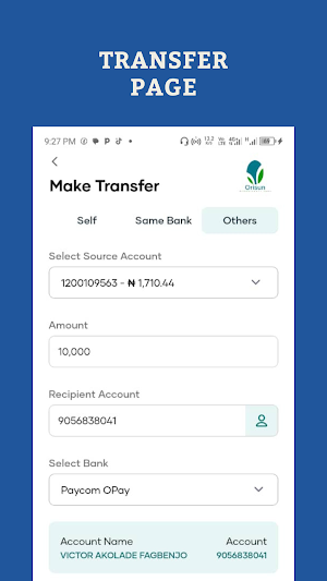 Orisun MFB Mobile Banking App Screenshot 3
