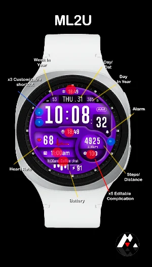 ML2U 406 Digital Watch Face Screenshot 1