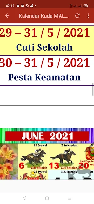 Kalendar Kuda Malaysia - 2021 Screenshot 2