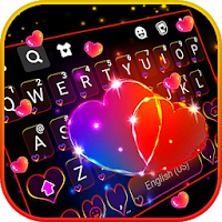 Neon Heart Lights 2 Keyboard Theme
