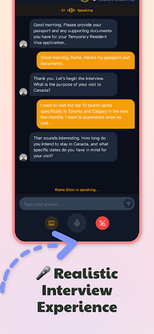 Mock Visa Interview: Visa AI Screenshot 2