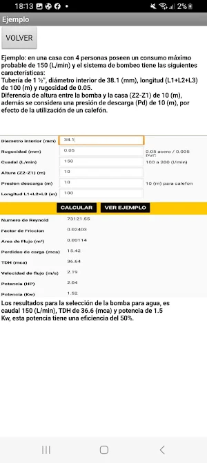 Calculo de Bombas de agua Screenshot 2