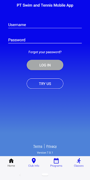 PT Swim and Tennis Mobile App Screenshot 0