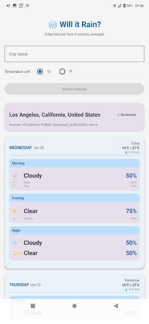 Will it Rain? Multi Forecasts Screenshot 3
