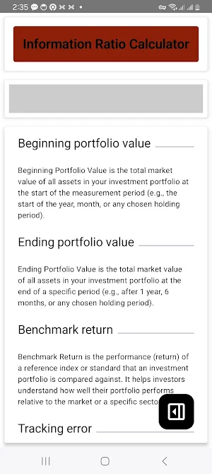 Information Ratio Calculator Screenshot 2