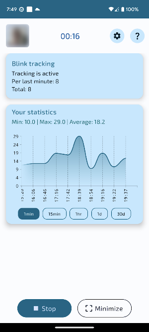Blinkz: A Simple Blink Tracker Screenshot 0