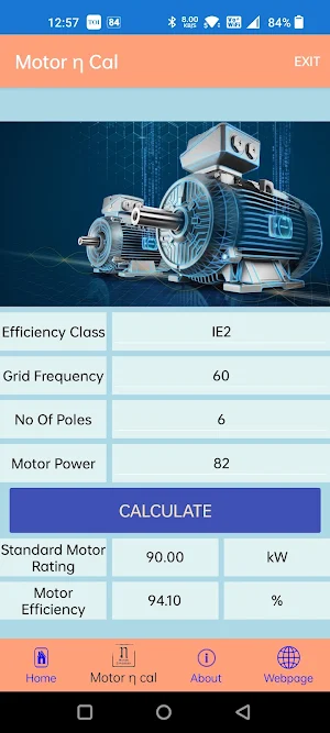 Motor Efficiency Calculation Screenshot 3