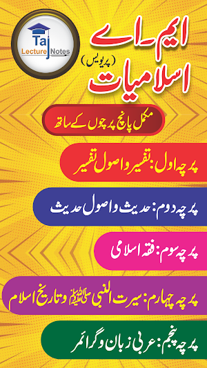 MA Islamiat - Previous 5 Books - Taj Lecture Notes Screenshot 1