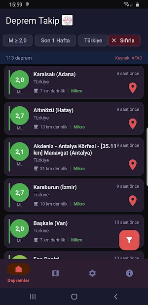 Deprem Takip-Bildirim Sistemi Screenshot 0