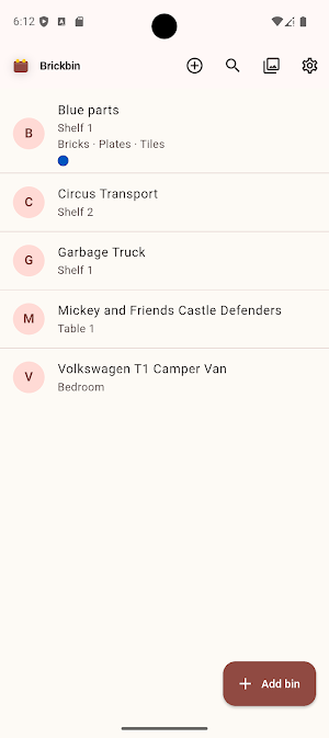 Brickbin: brick parts tracker Screenshot 0