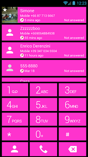 Dialer Cards Pink Theme for Drupe and ExDialer Screenshot 0