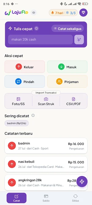 LajuFlo: Keuangan & Saldo Aman Screenshot 1
