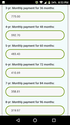 Car Payment Comparison Calculator Screenshot 3