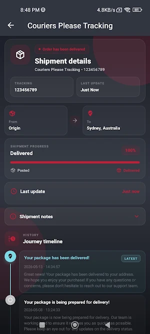 Couriers Please Tracking Screenshot 0